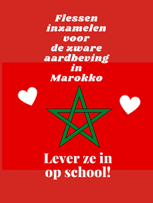 Lege flessen inzamelen voor de slachtoffers in Marokko 